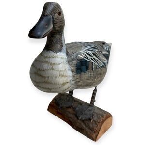 Handcrafted Wooden Duck Figurine sculpture decoy hand painted decor piece